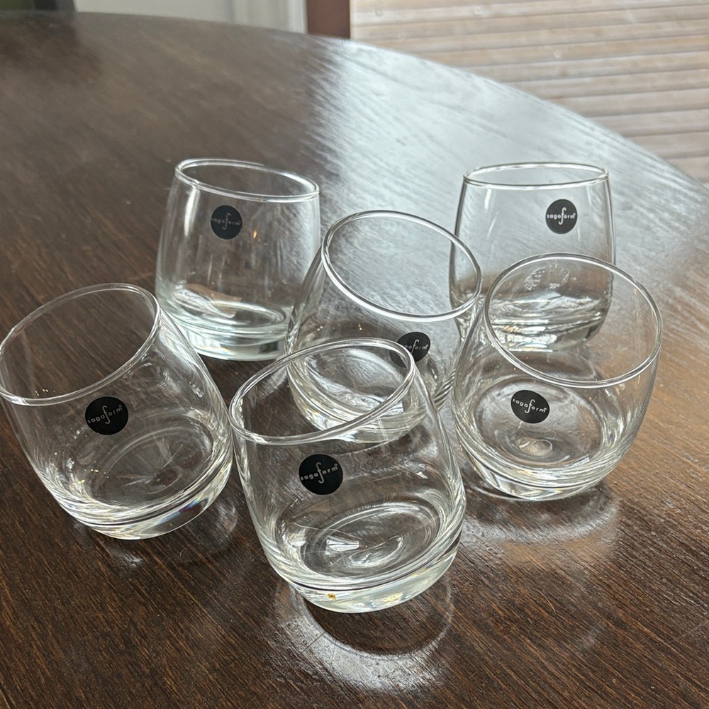 Sagaform Rocking Whiskey Tumbler Glasses Set of‎ 6 Rounded Bottom Tilt Cocktail